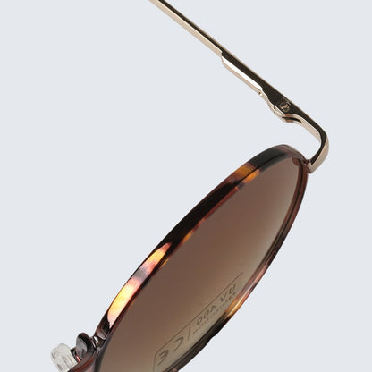 Óculos de Sol Femininos Modernos com Armação Redonda de Metal Polarizados de Grife da Moda UV400