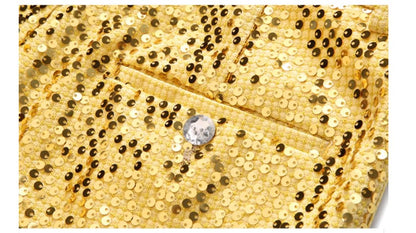 High-quality Sequined Suits Men Clothing Gold / Silver Autumn / Winter New Male Wedding Banquet Party Dress Blazer and Pant