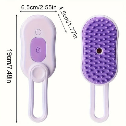 3-in-1 steam pet brush - USB rechargeable, foldable cat and dog grooming tool with silicone brush