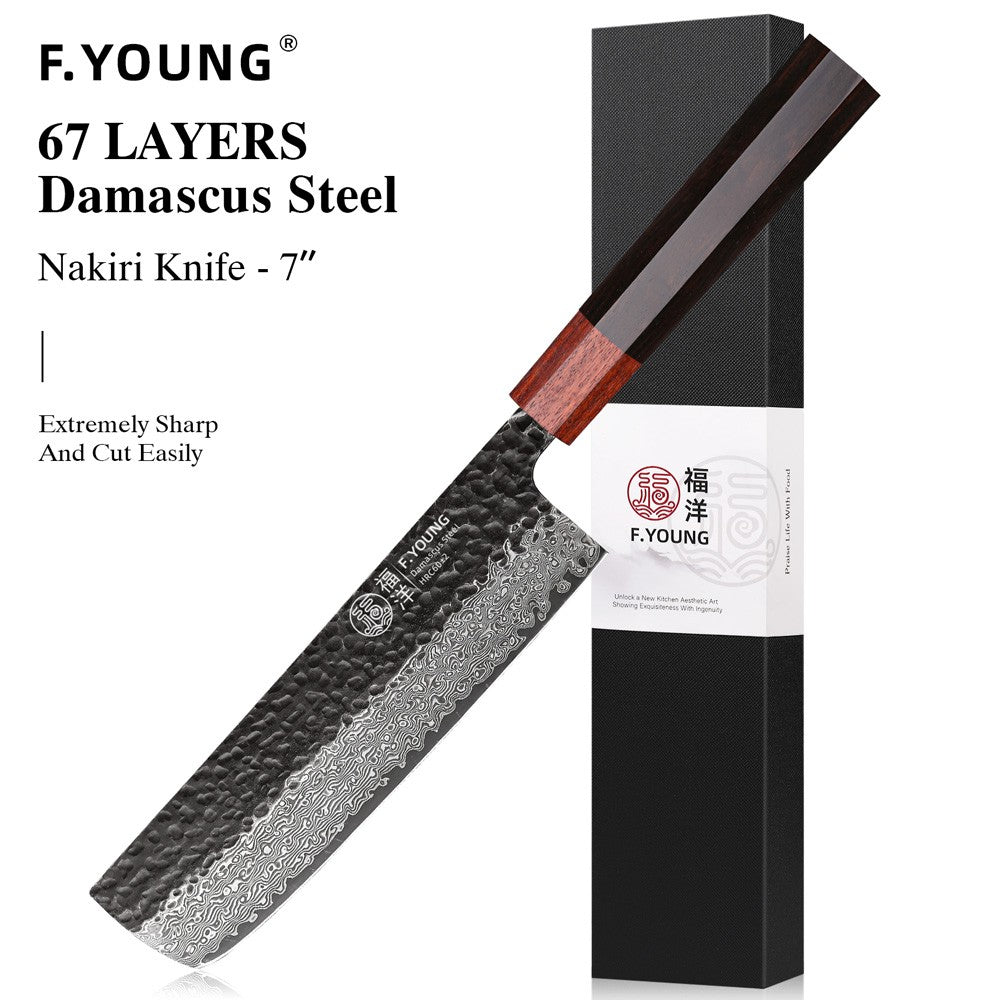 F.YOUNG Faca Japonesa de Chef Aço Damasco Profissional Facas de Cozinha Utilitário Sashimi Fatiar Carne Utensílios de Cozinha Forjados à Mão