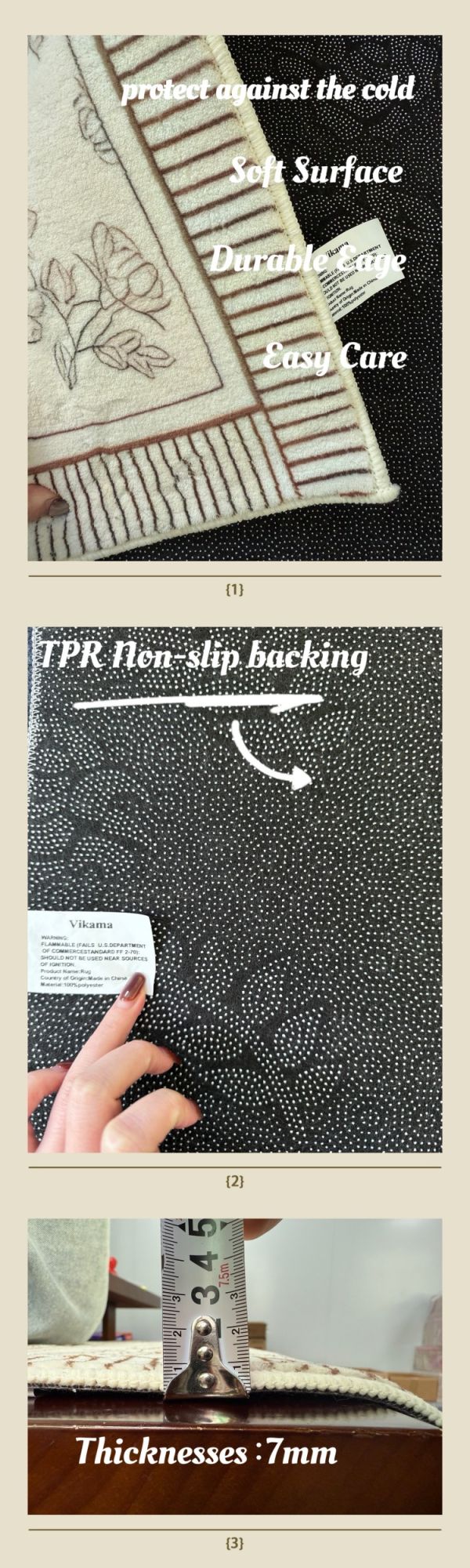 VIKAMA Puddle Handprint Fun Carpet Creative Home Absorbent Non-Slip Floor Mat Entryway Bathroom Living Room Ins Style Home Decor