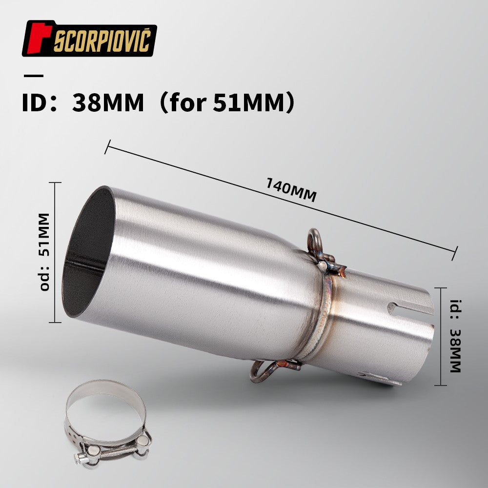 Motorcycle Universal Exhaust Mid Pipe OD 51mm ID 28-45mm Slip On Adapter Pipe Fit Most Motorbike Exhaust Mod