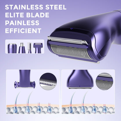 Sejoy 6-In-1 Body Hair Trimmer Kit Electric Beard Shaver Men Women Nose Hair Trimmer Eyebrow Razor Portable Body Hair Shaver