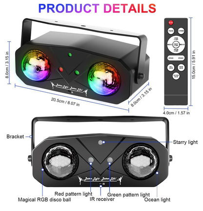 Party Disco Ball Dj Disco Light Strobe Dance Sound Activated with Remote Control Stage Rave Light Ocean Star Projector for Club