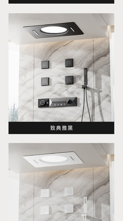 AITANA sistema de chuveiro de luxo em latão cinza arma, embutido no teto, com temperatura constante e display digital LED, torneira de banheiro com água quente e fria