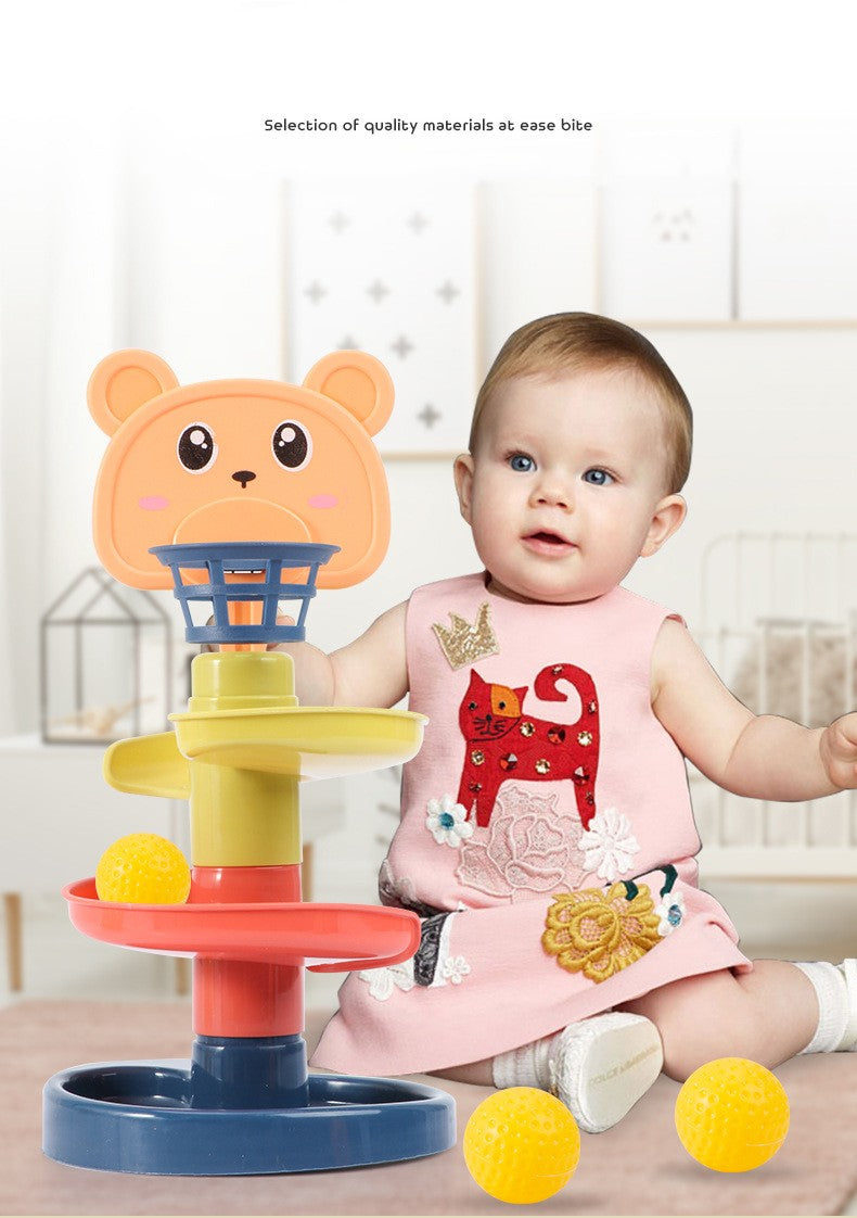 2-7 Layes Track Rolling Ball Pile Tower Early Educational Toy for Babies Rotating Track Educational Stacking Toy for Kids Gift