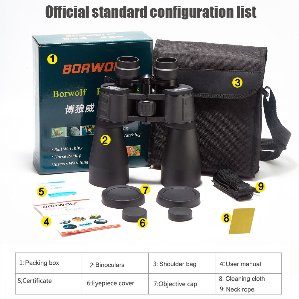 BORWOLF 10-380X100 Alta Ampliação HD Profissional Zoom Binóculos 10-60 vezes Telescópio Adequado Para Observação da Lua E Turismo