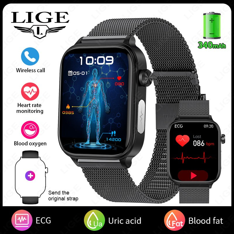 Smartwatch 2025 Novo ECG+PPG Feminino Monitor de Frequência Cardíaca Lipídios Sanguíneos Ácido Úrico Saúde Menstrual Rastreador Inteligente Para Android iOS