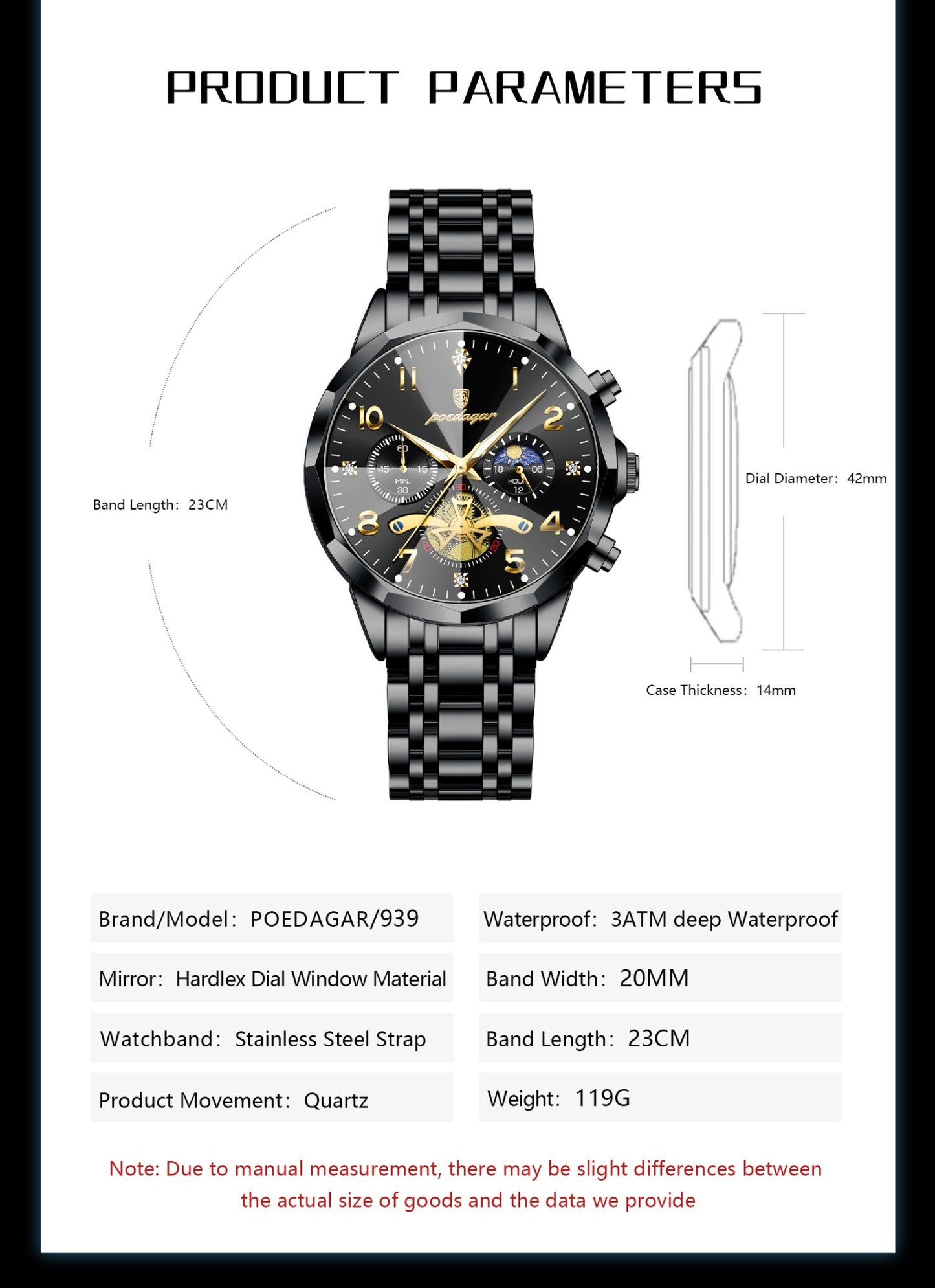 POEDAGAR Luxo Alta Qualidade Relógio de Pulso Masculino Cronógrafo Aço Inoxidável Quartzo Relógios Masculinos Impermeável Luminoso Relógio Masculino Reloj