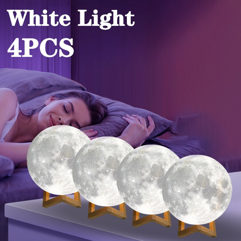 Newest 1/2/4PCS Moon Lamp LED Night Light Battery Powered with Stand Starry Lamp Bedroom Decor Night Lights Kids Gift Moon Lamp