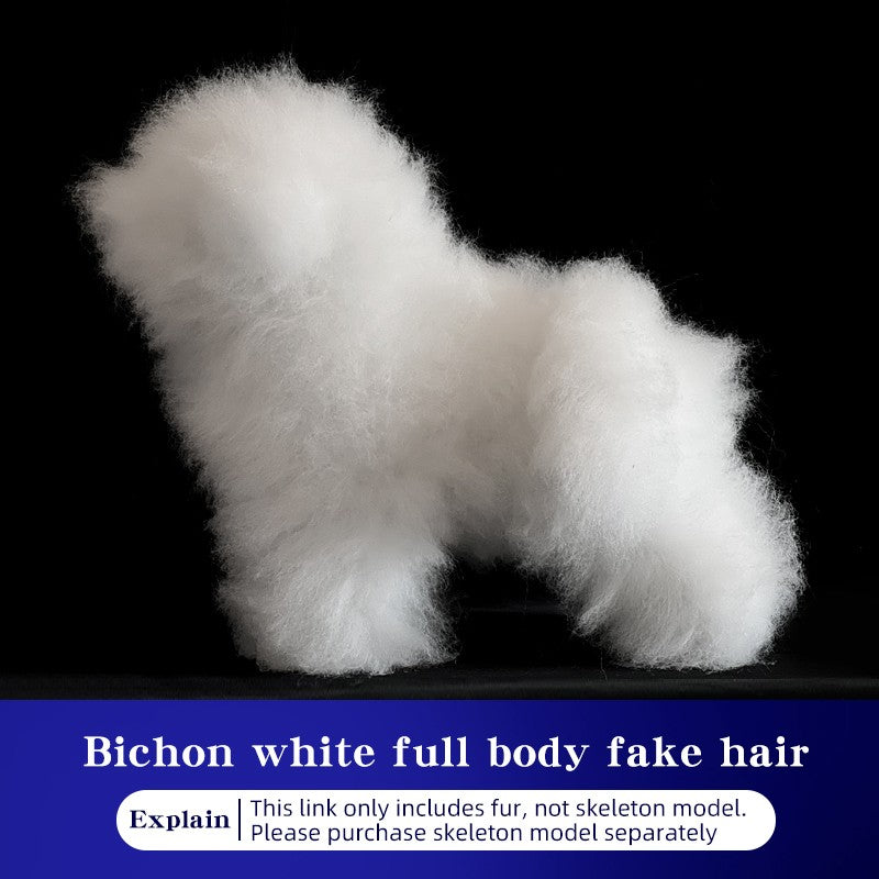 Standard Bichon Pet Simulation model Dog for Grooming Practice Fake Hair Trim And Style Must Be Used with Skeleton Model