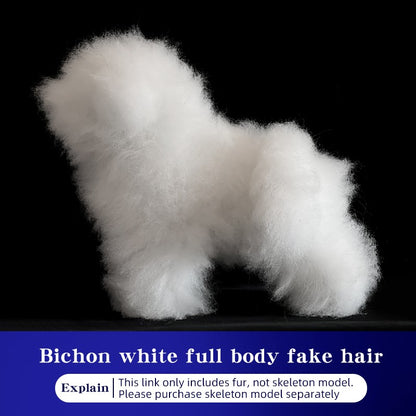 Standard Bichon Pet Simulation model Dog for Grooming Practice Fake Hair Trim And Style Must Be Used with Skeleton Model