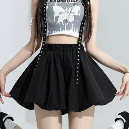 Korean Chic Y2K Sweet Girl's White Princess Mini Skirt Ballet-style Tiered Skirt Elastic High Waist Cake Skirt Shorts All-match