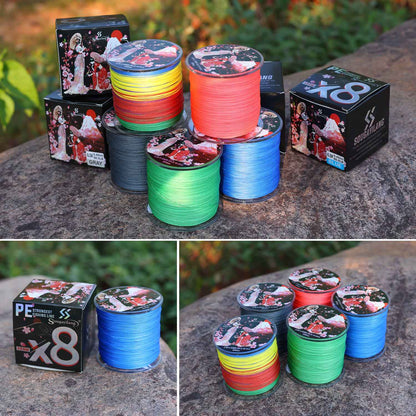 Sougayilang Linha de Pesca Trançada X8 100/300 Arrastos 22~88LB Multifilamento Japonês PE para Acessórios de Pesca de Baixo, Lúcio e Carpa