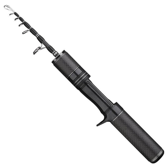 Vara de pesca curta portátil de micro haste de 28 cm, haste branca, com carretel de pesca telescópico ejetor, material de pesca
