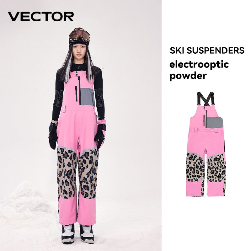 VECTOR Thick Men Women Ski Pants Straight Overalls Jumpsuit Skiing Bib Waterproof Winter Warm Windproof Outdoor Sports Snowboard