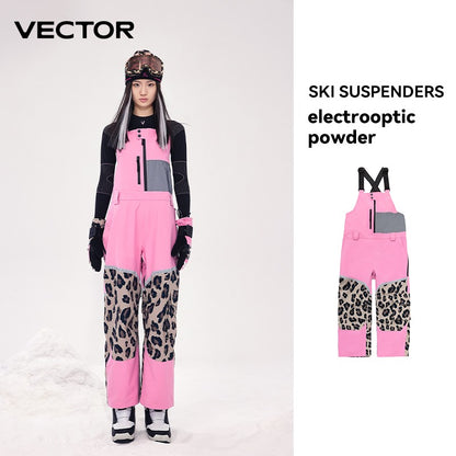 VECTOR Thick Men Women Ski Pants Straight Overalls Jumpsuit Skiing Bib Waterproof Winter Warm Windproof Outdoor Sports Snowboard