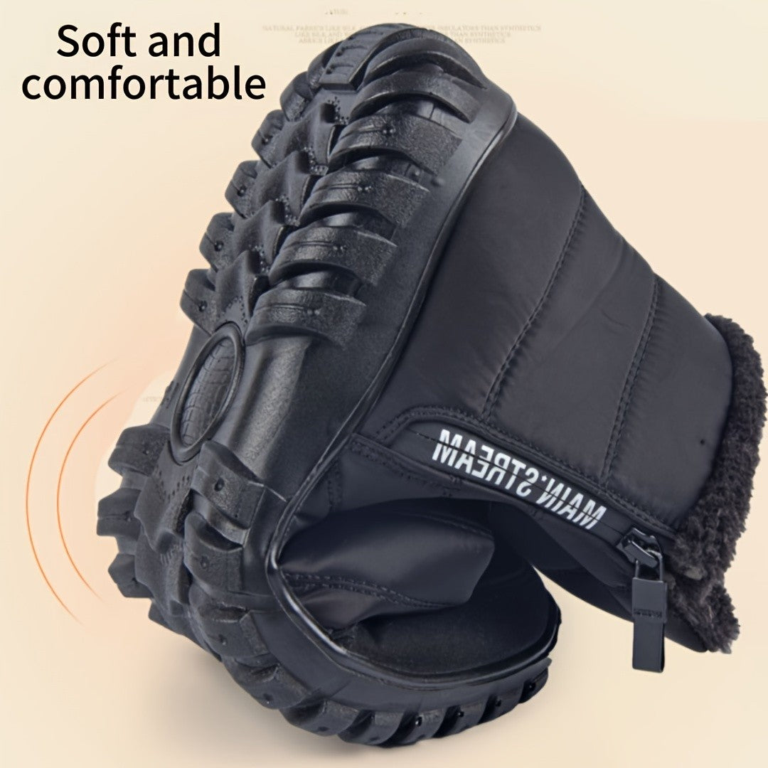 Botas de Inverno Masculinas Tênis de Algodão Quente com Zíper Botas de Neve Cano Curto, Sapatos Casuais de Outono Botas de Neve Impermeáveis com frete grátis