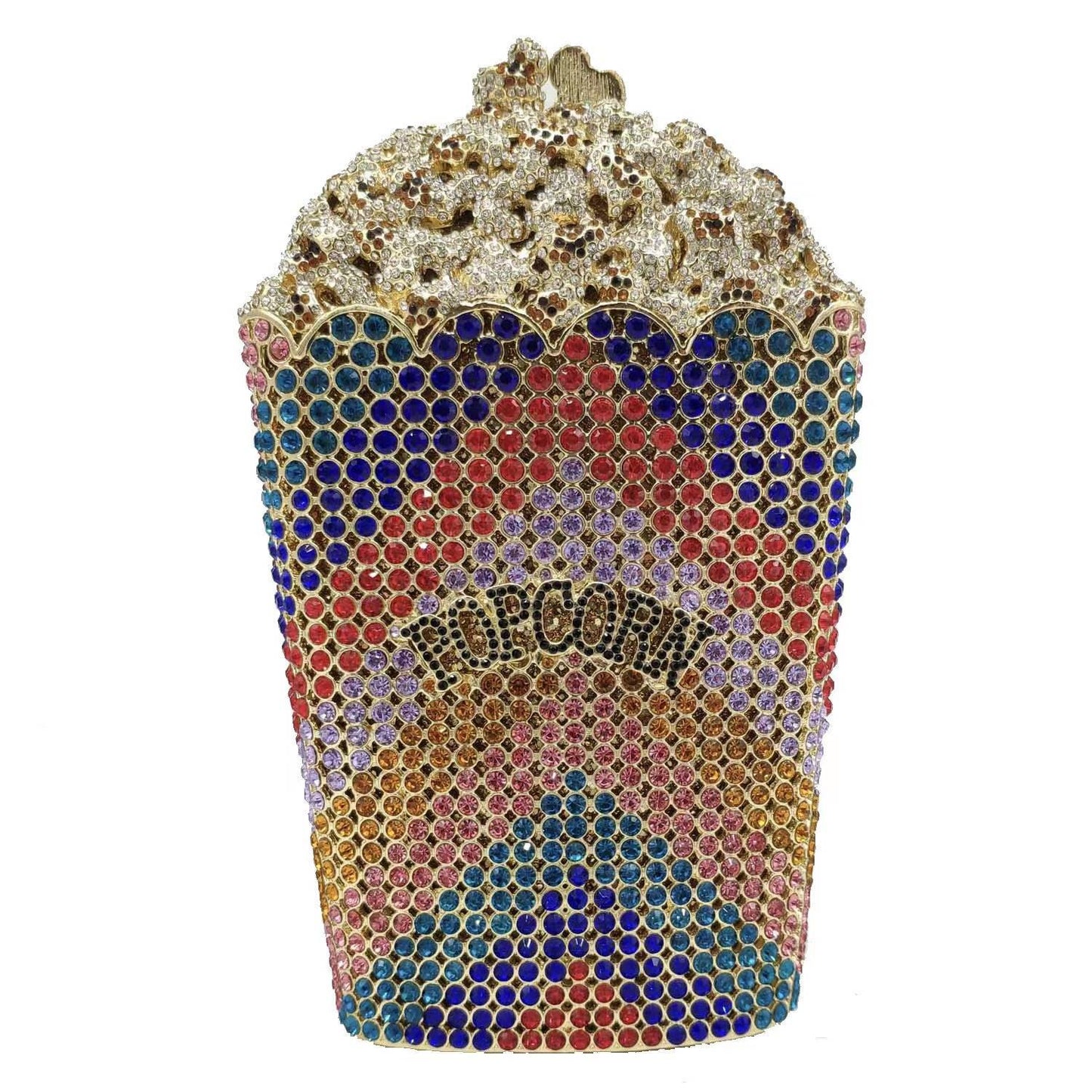 XIYUAN Popcorn Crystal Clutch Bags MINI Metal Box Minaudiere Purses Wedding Party Dinner Handbags Rhinestone Clutches Bags Gift