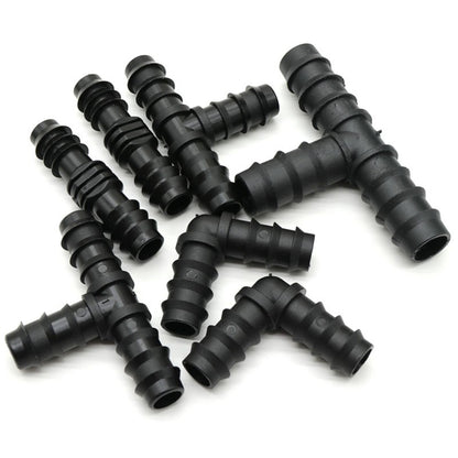 2/5/10pçs Estufa PE Tubo 16 20 25 mm Conector em T Cotovelo Reto Plugue Conexão para Tubo de Irrigação Acessórios de Micro Irrigação