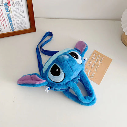 Disney Lilo & Stitch Plush Toys Kawaii Plush Messenger Bag Girl Handbag Anime Stuffed Toys Children Cartoon Plushie Soft Bag