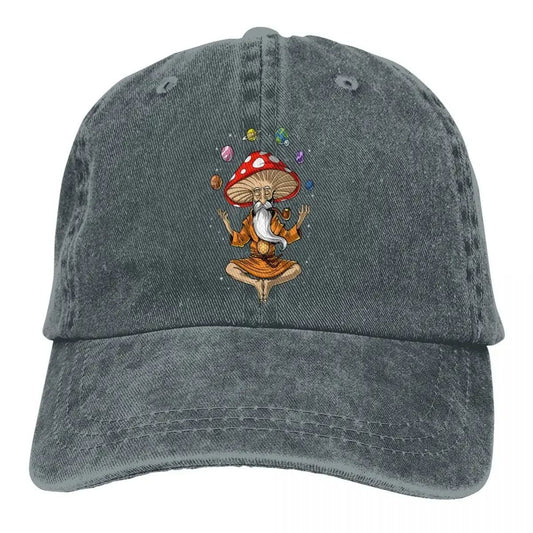 Washed Men's Baseball Cap Magic Mushroom Buddha Trucker Snapback Caps Dad Hat Psychonauts Rasputin Action Game Hats