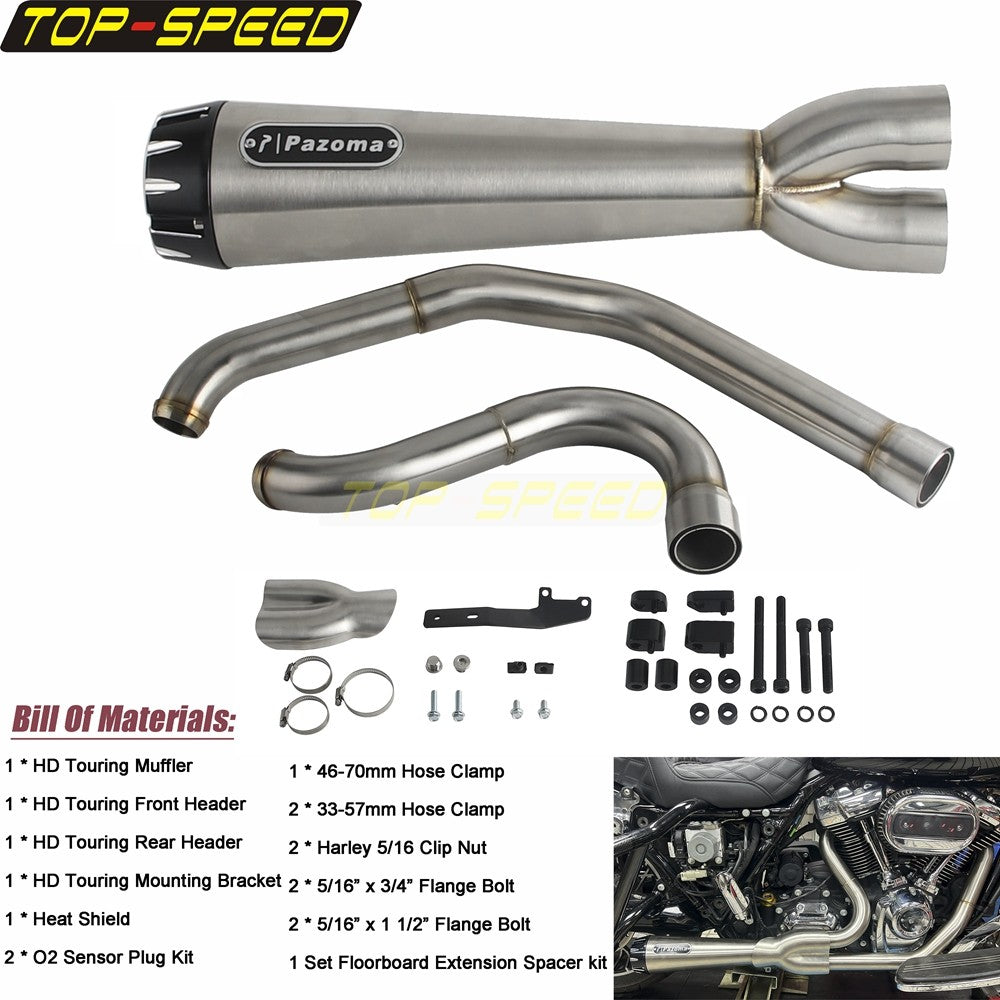 For Harley CVO Street Glide FLHXSE 2017-2025 CVO Road Glide ST FLTRXSTSE 2024-2025 2-Into-1 Exhaust Motorcycle Touring Mufflers