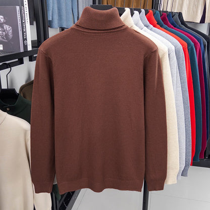 Autumn Mens High Quality Knitted Turtleneck Sweater Slim Fit Long Sleeve Anti-pilling Pullover Solid Color Trend Men Streetwea