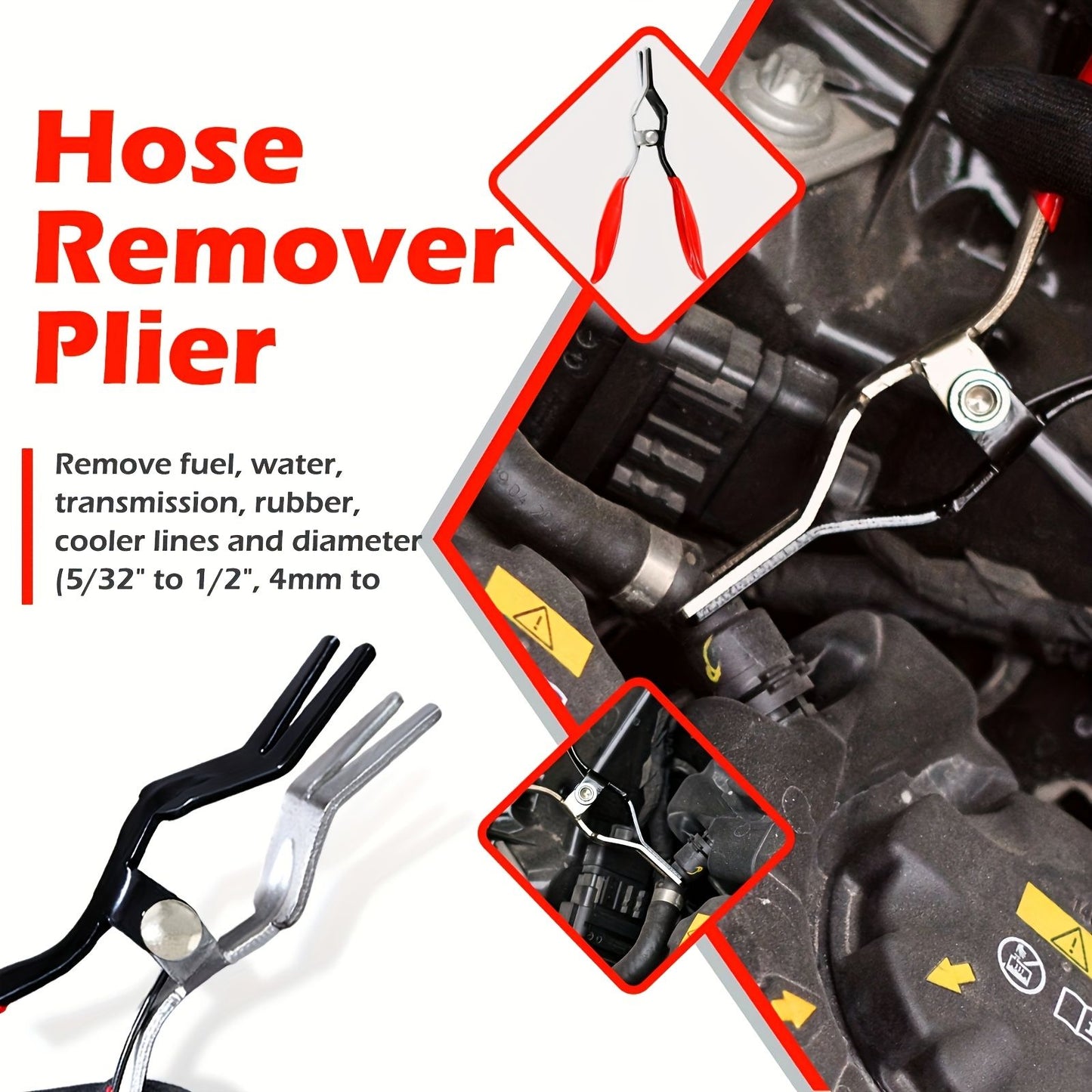 Conjunto Profissional de 4 Alicates para Abraçadeiras de Mangueira - Kit de Ferramentas para Desconexão e Remoção de Linha de Combustível para Reparo Automotivo