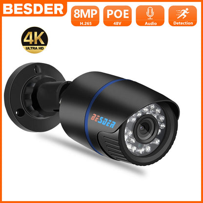 BESDER Ultra HD 8MP 4K IP Camera 48V POE 5MP 3MP 1080P Motion Detection RTSP Email Alert CCTV Video Surveillance Camera XMEye