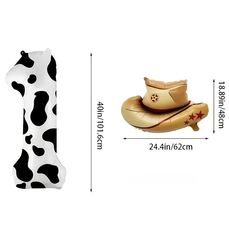 2pcs-40 inch 0-9 digital and hat balloon set, suitable for birthdays, farm themed parties, and New Year celebrations