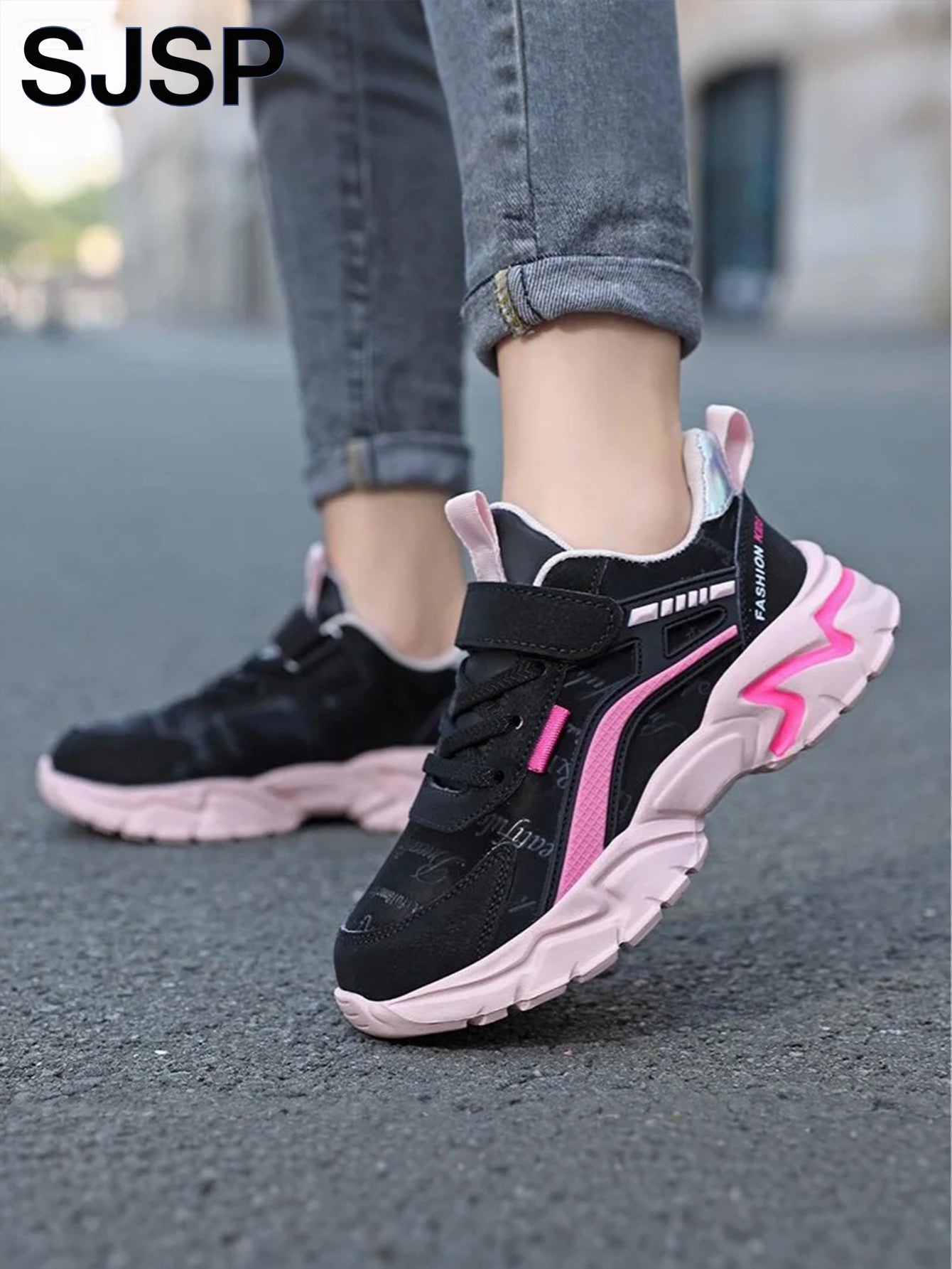 Children's Casual Pink Girls' Leather Shoes, Fashionable Lightweight Running Shoes for Teenagers Aged 7-15, Student Kids' Sports Shoes for Girls