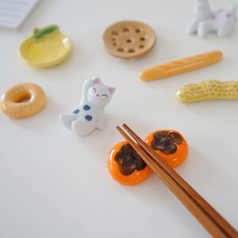 Suporte para Hashi Estilo Japonês Cerâmica Descanso de Hashi Formato de Frutas e Vegetais Garfo Prateleira Utensílios de Cozinha Decoração de Mesa de Jantar