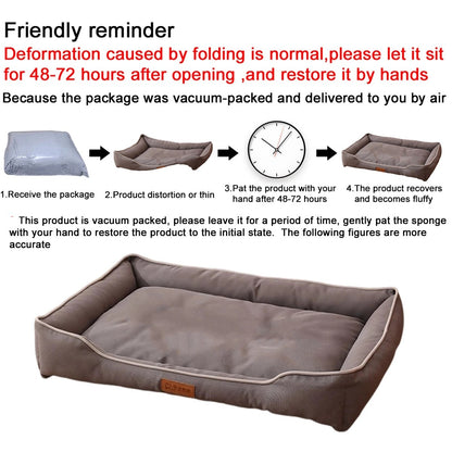 Cama de Cachorro Quadrada Quatro Estações para Colchão de Cachorro Grande, Cama para Gato Resistente à Mordida, Cama de Cachorro Macia e Espessada, Sofá Impermeável Casa para Pets