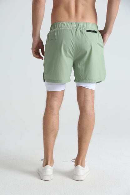 Men's sports double-deck shorts Fitness Quick Dry Training Shorts Casual 2 In 1 Multi-pocket sweatpants Men Gyms Running shorts