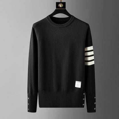 High end brand men's knitted sweater autumn and winter new item high-end striped design Korean version boutique casual pullover