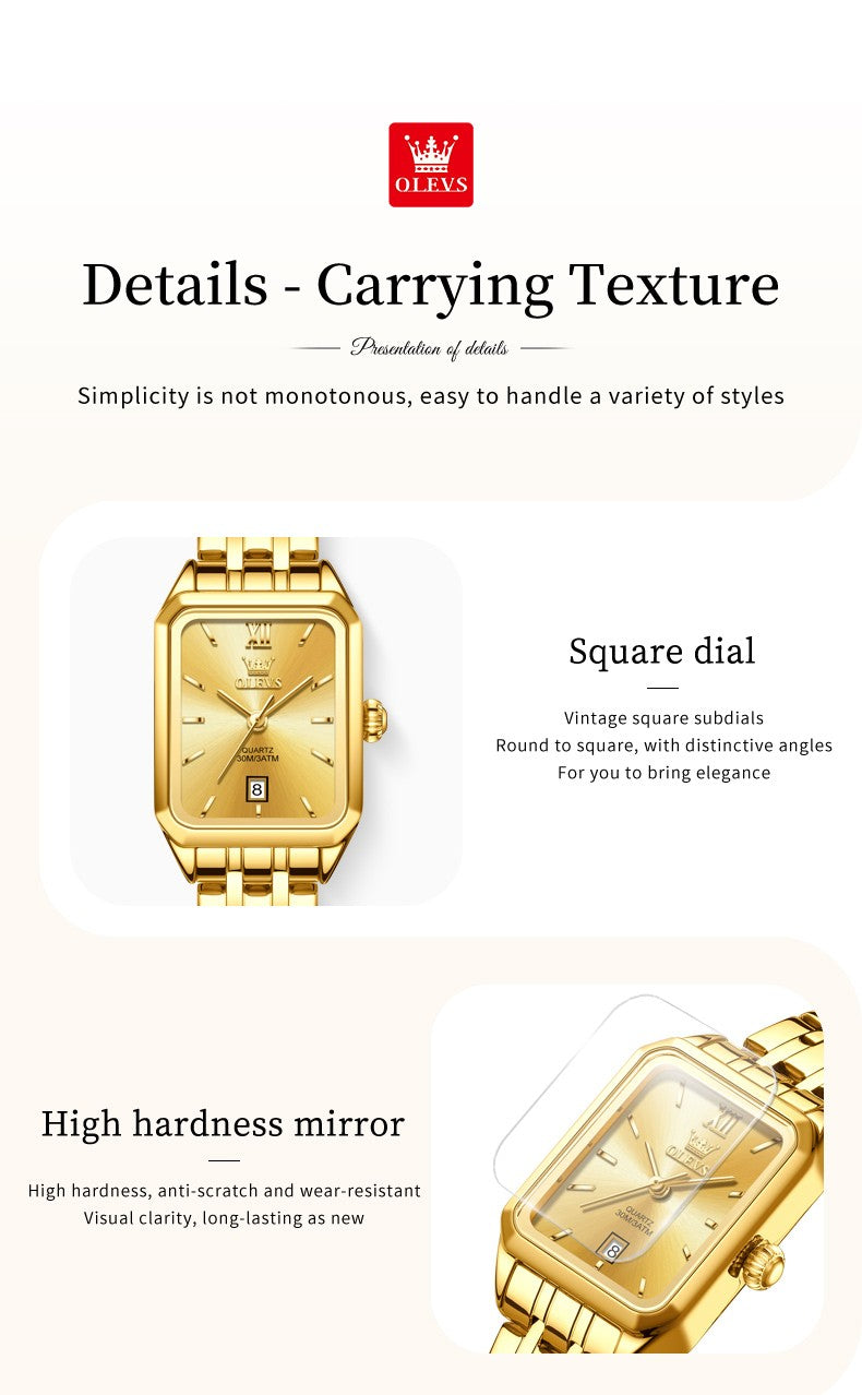 OLEVS 5616 Women Watch Luxury Brand Quartz Watch Classic Original Square Gold Women Watch Waterproof Luminous Watch Reloj Hombre