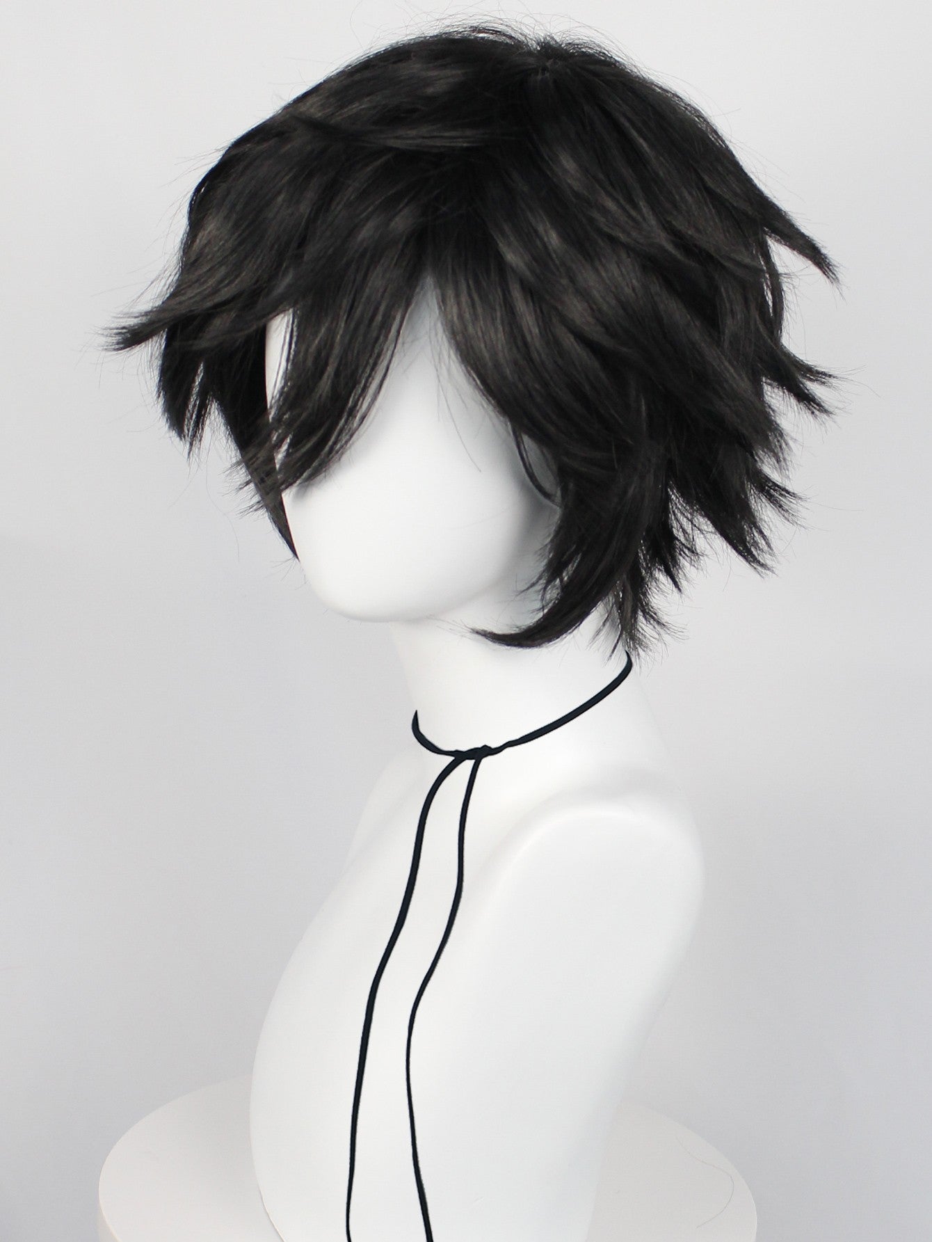 Peruca Curta Lisa Masculina Sintética - Preta, Perfeita para Halloween, Natal, Eventos de Cosplay, Festas a Fantasia