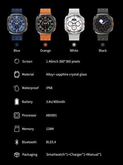 2025 New Watch8 Ultra Smart Watch Classic NFC Health Monitoring  Bluetooth Call 3ATM Waterproof HD Smartwatch For IOS Android