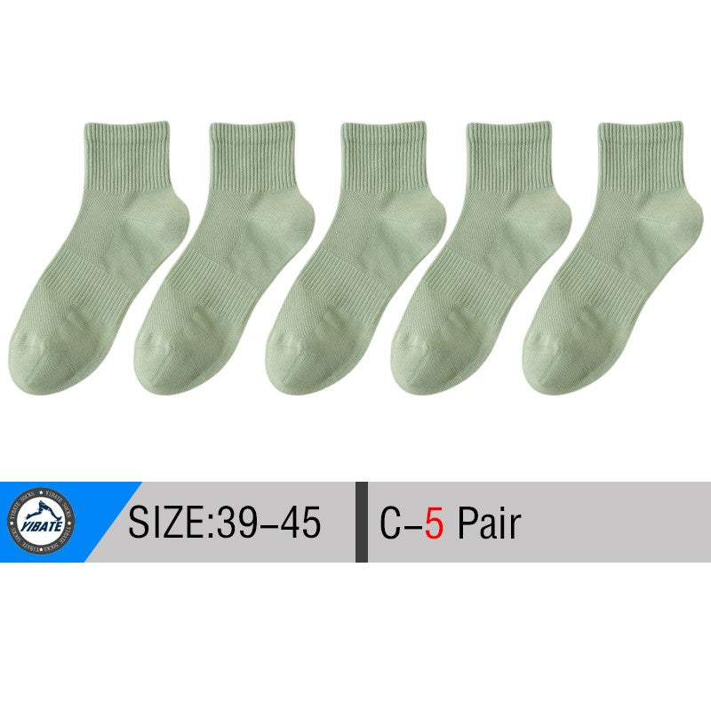 5/10 Pair Men's  Cotton Socks High Quality Breathable Mesh Socks Durable Solid Color Casual Socks Fashion Dress Socks Man