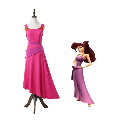 Anime Megara Hades Hercules Cosplay Costume Megara Pink Dress Strongman Jumpsuit Cape Hades Long Robe Halloween Carnival Suit