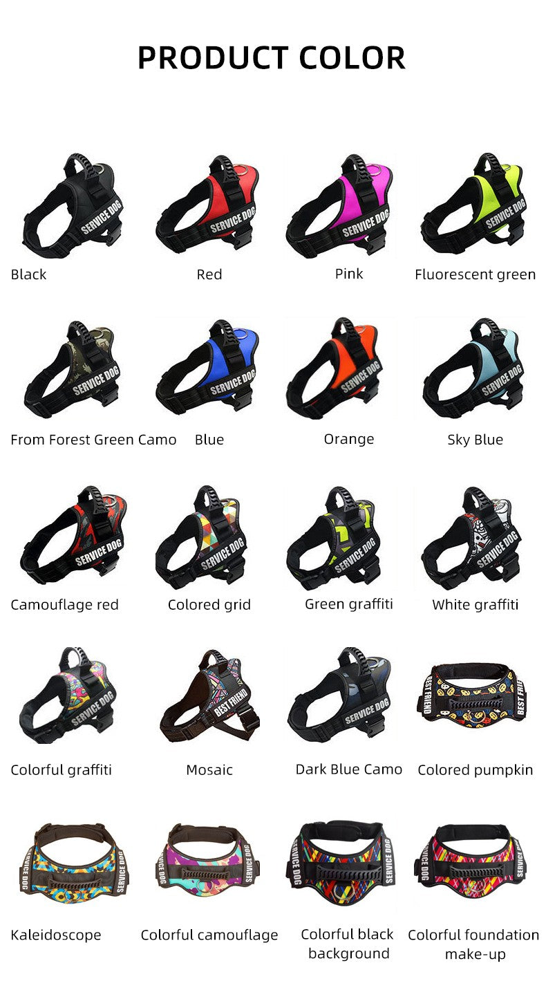 Colete Favorito de Suporte Emocional e Cão de Serviço com Arnês Para Cães de Estimação Com Patches Refletivos Removíveis Para Cães Grandes e Médios