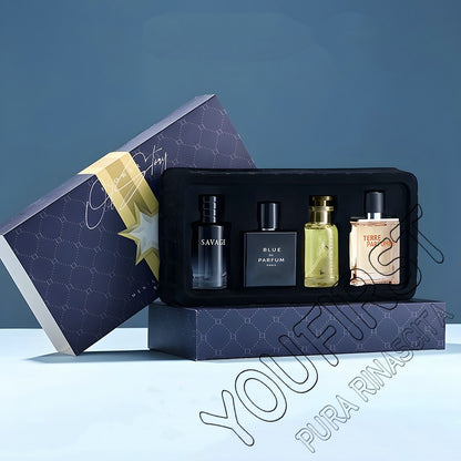 Perfume Masculino de Luxo Kit 4 Peças 100ml com Colônia Perfumes Homme Caixa de Presente Perfumes Masculinos Spray com Aroma Natural Floral Frutado