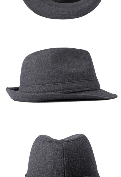 Gentleman Hat Men's British Style Retro Simple Pure Color Wool Top Hat Men's Casual Jazz Hat