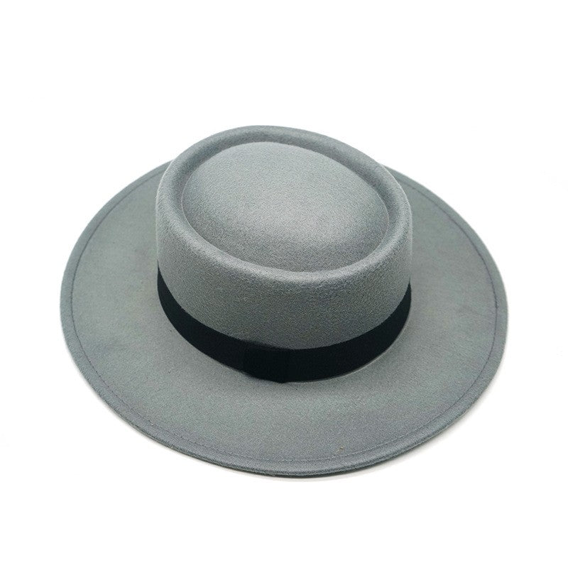 Red fedora hat men's flat top hat ladies felt jazz hat oval hat Panama new hip-hop fedora hat flat brim wholesale