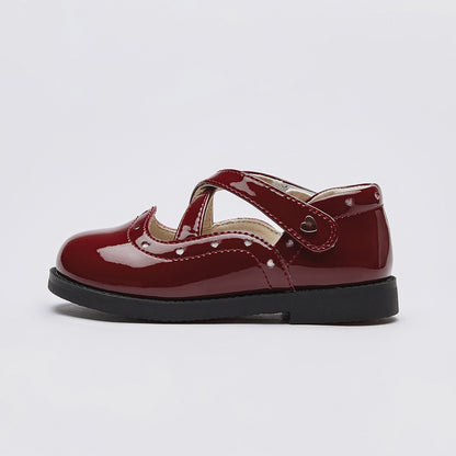 Dave Bella Children's Leather Shoes Autumn Girl's Retro Fashion Soft soled Red Anti slip Princess Shoes DB3252579