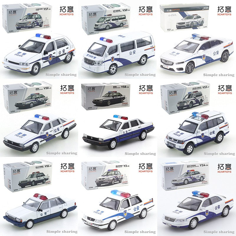 XCARTOYS 1/64 Y58-08 Santana Sedan, Carro de Polícia, Modelo em Miniatura, Modelo de Carro em Liga, Carro de Brinquedo, Segurança Pública