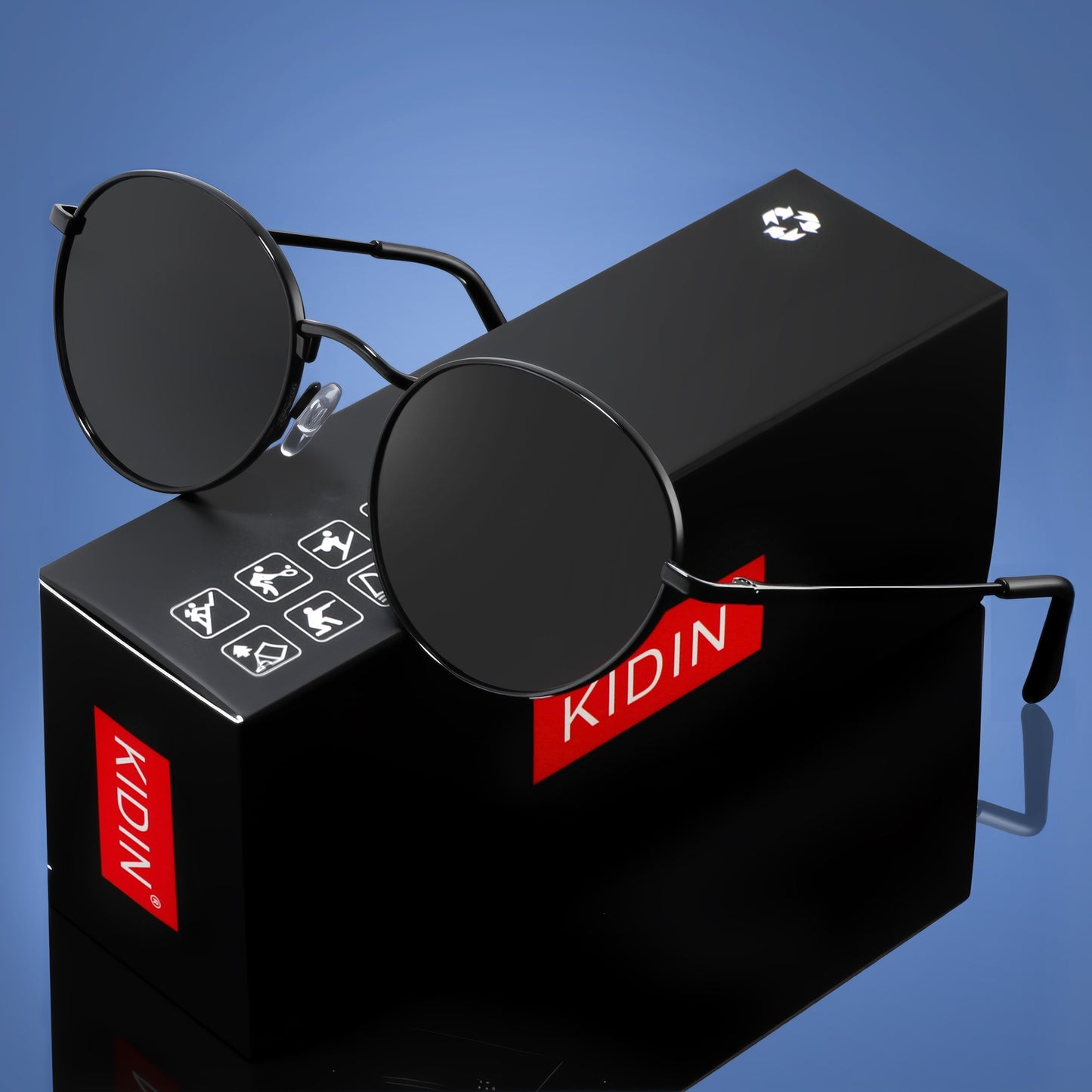 Óculos de Sol Femininos Modernos com Armação Redonda de Metal Polarizados de Grife da Moda UV400
