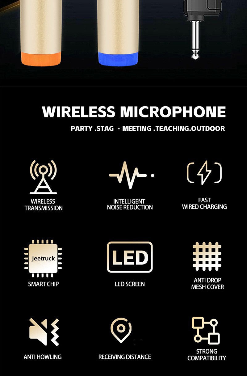 Microfone Sem Fio Xiaomi 2.4G UHF Frequência Fixa 2 Canais Microfone de Mão Para Festa Ao Vivo Karaokê Reunião Profissional