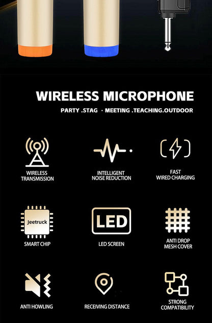 Microfone Sem Fio Xiaomi 2.4G UHF Frequência Fixa 2 Canais Microfone de Mão Para Festa Ao Vivo Karaokê Reunião Profissional